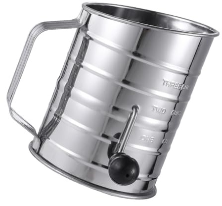 Stainless Steel Flour Sifter with Scale Hand Crank for Baking