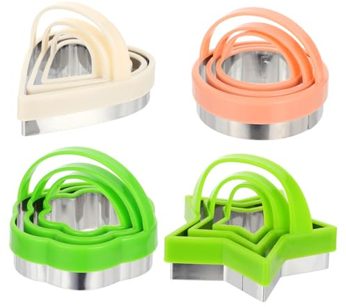 CONGARTENO Cookie Molds with Handle Random Color 12pcs Stainless Steel Portable and Easy to Use Baking Mold Set Heart Shape Biscuit Cutters for Making Biscuits and Candies for Family and Children