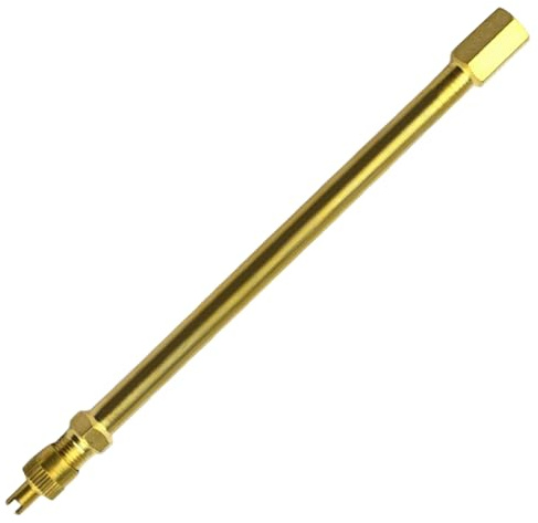 ApexPine 140 mm Straight Brass Tyre Valve Extender with Built‑in Core | 140‑mm brass tyre valve extender with built‑in valve core for motorcycle bike mower rv trailer tyre inflation