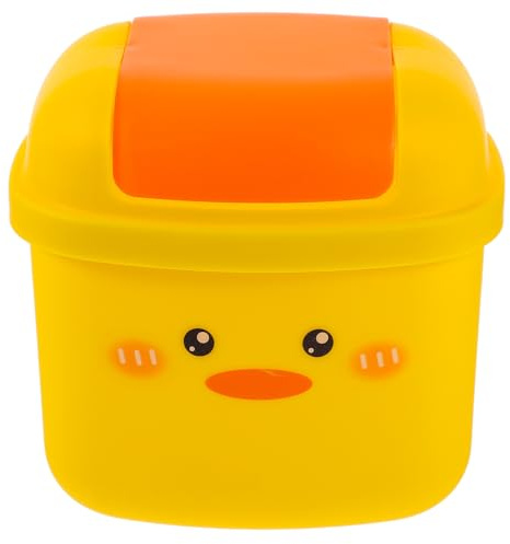 DOITOOL Poubelle de Bureau Mini Cartoon Petite Corbeille de Table Plastique Jaune Canard Compacte et Légère pour Bureau Chambre Salon