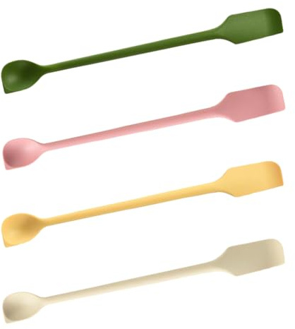 Small Spatula, 4Pcs Silicone Jar Spatula Set, Plastic Spatula, Jar Scraper, Dual-Ended, 10.2-Inch, for Jam Cake Cream Butter Icing Lotion Cooking Baking and Mixing (4 Colors)