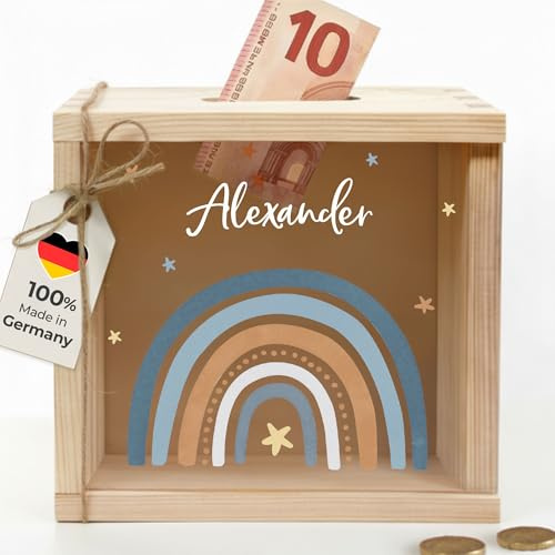 Little-Deco Spardose, Geldkassette, Sparbox, Geld sparen, 15x15cm | Sparschwein Kinder, personalisierte Geschenke Kinder, personalisierte Spardose, Holzspardose, Geschenk zur Geburt