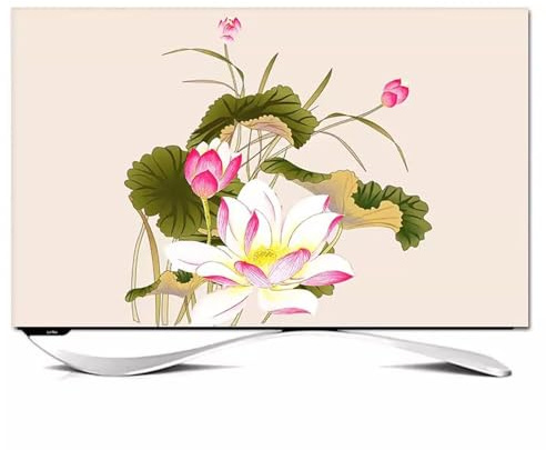 GPDNBIEU, 32-80 Inch Painting Stretchable Curved TV Screen Protector Slipcover with Rear Opening Design(Flower4,40-43inch)
