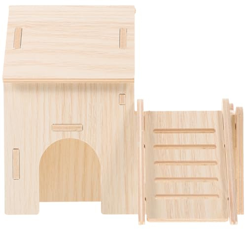 DECHOUS Maison en Bois pour Hamster et Petits Animaux, Cachette sans Odeur, Accessoire de Cage Beige, Nid Relaxant pour Cochon d'Inde et Rongeurs