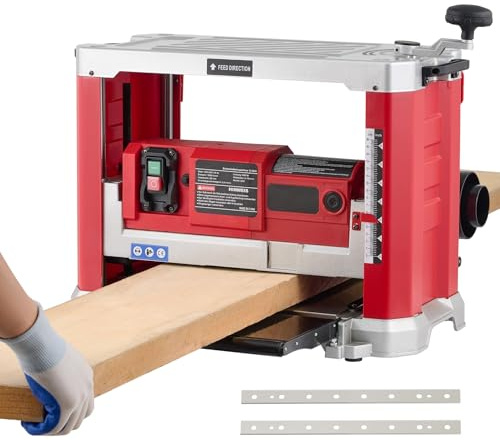 ZELCAN Pialla Filo Spessore per Legno 2000W, Piallatrice a Spessore per Legno da Banco 330mm, 20000 Tagli al Minuto con Doppia Lama, Spessore Regolabile 6-150mm e Adattatore Aspirazione Polvere