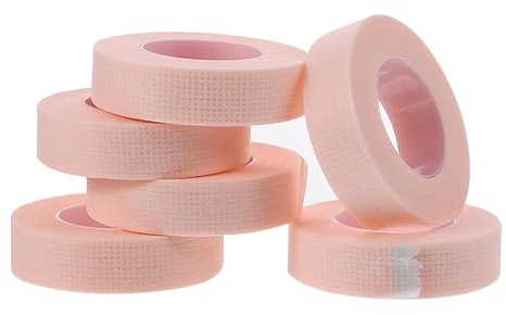 AKOOSY Cinta Adhesiva para Pestañas Rosa Transpirable de Tela No Tejida, 6 Piezas para Extensiones y Protección Cutánea bajo Ojos en Salón