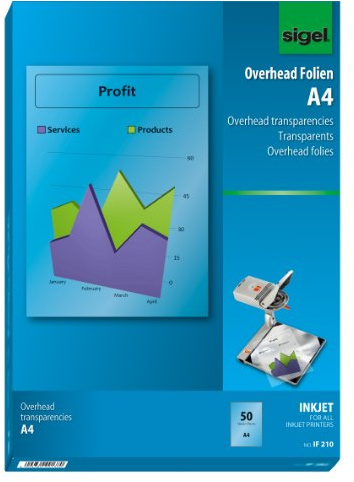 SIGEL IF210 OHP-Folien / Overhead-Folien für InkJet / Tintenstrahldrucker A4, 50 Blatt