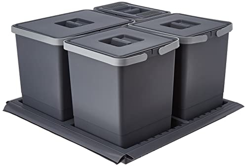 Elletipi PTC28 06050 2F C97 PPV Pattumiera Differenziata da Cassetto, Plastica, Grigio, 51/53 x 46/49 x 28 cm