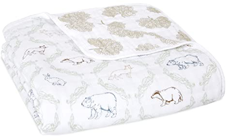aden + anais essentials Dream Baby filt - 1-pack | stor andningsbar 100% bomull muslin sängkläder | barnsängsfiltar för nyfödda pojkar och flickor | babyshower eller gåvor | harmoni tryck