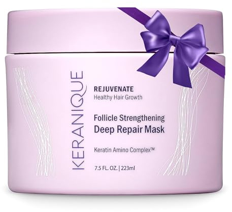 Keranique Follicle Strengthening Deep Repair Hair Mask – Intensive Keratin & Hyaluronic Acid Treatment for Dry, Damaged & Thinning Hair – Moisturising & Volumising Mask – Sulphate Free – 223ml