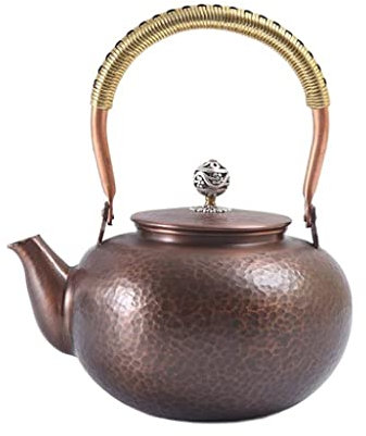 Electric Kettle Hand-Beating Household Chinese-Style Tea Kettle Hammer-Patterned Copper Pot Tea Set Boiling Water Retro Office Copper Pot Kung Fu Teapot Tea Kettle (Color : A-1300ml)