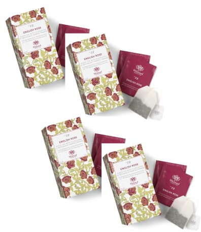 Whittard® | English Rose Fragrante e Delicato Tè Nero | Tè Nero Aroma Petali di Rosa - 4 x 25 Filtri | Tè Nero Singole Bustine