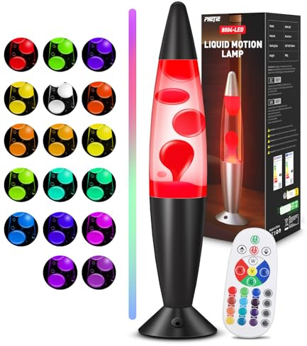PHEJIE 17 Colour Remote Control Liquid Motion Lamp with Auto Change Mode, 8H Timer, 15m RF Remote Night Light for Kids Room, Bedroom, Office Ambient Mood Lighting