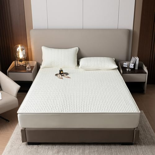 Morbuy Coprimaterasso Singolo Matrimoniale Impermeabile, Coprimaterasso Una Piazza e Mezza Antiacaro con Cerniera Morbida e Traspirante per Materassi Altezza 25cm (180x200cm,Bianco)