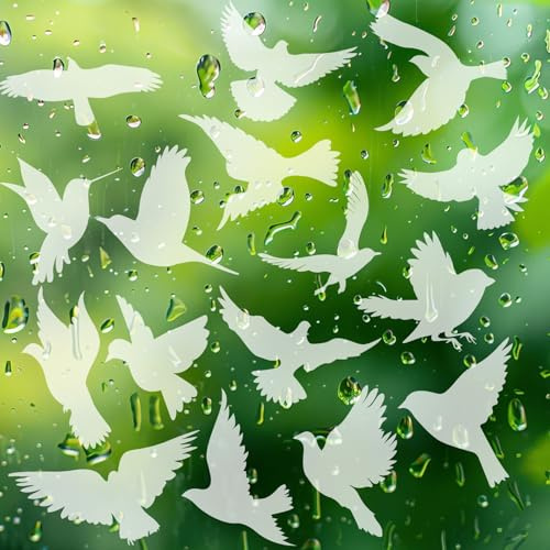 16 Pieces Bird Window Clings, Window Alert Decals for Birds Strikes, Protect and Save Birds Strikes, UV Reflective Anti-Collision Bird Stickers, Glass Door Protect and Save Strike