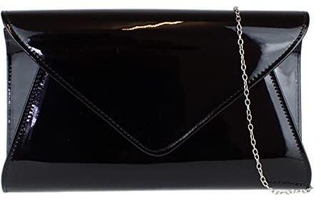 Girly handväskor lack konstläder kuvert kuvertväska handväska, - svart - W 31, H 19, D 6 cm (W 12, H 8, H 2 inches)