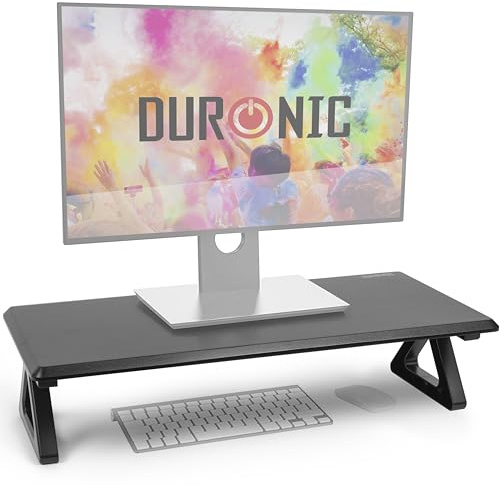 Duronic Monitor Stand Riser DM06-1 | Laptop and Screen Stand for Desktop | Black MDF | Support for a TV Screen or PC Computer Monitor | Ergonomic Office Desk Shelf | 10kg Capacity | 63cm x 30cm