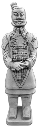 gartendekoparadies.de Statue Chinesischer Terrakotta-Krieger General, Steinfigur, H. 107 cm, 75 kg, Grau, Frostsicher aus Steinguss für Außenbereich