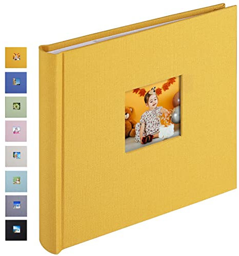 1DOT2 Photo Album 4x6 Hold 60 Photos with Memo Vertical Slip-in Pockets Photo Book, Linen Cover Picture Photo Albums with Writing Space for Wedding Baby Mother's Day Indian Yellow