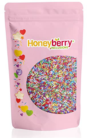 HONEYBERRY INCLUSIONS Rainbow Sugar Strands 500g - Premium Edible Multicolured Decorating Vermicelli Sprinkles for Baking, Cupcake and Cake Decorations, Ice Cream, Dessert and Icing Decoration Toppers