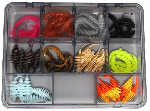 FTM Omura Baits Mix Box 5 23x18x5cm - Köderbox mit 50 Gummiködern, Angelset, Köderset, Köder zum Forellenangeln