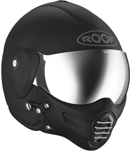 Casque Moto Jet Haut De Gamme ROOF Roadster en Fibre De Verre avec Mentonnière Amovible Magnétique Écran Iridium Inclus– Couleur Iron Noir Mat/Argent - Offre Directe Usine - Garantie 4 Ans