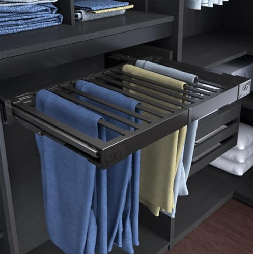 FMBLDM Hosenauszug für Kleiderschrank, Stretch-Hosenständer, Ausziehbarer Hosenständer aus Metall, Versteckte Kleiderstange im Waschmaschinenschrank, Platzsparend mit Herausnehmbar Black,60-85cm
