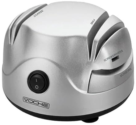 Voche Professional Electric Two Stage Knife Sharpener, Kitchen Scissors and Screwdriver Sharpening Tool, Silver