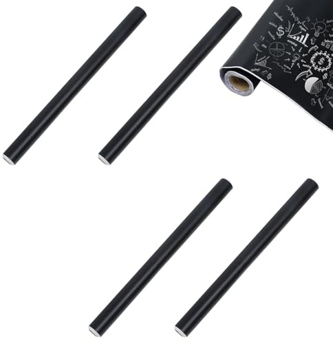 4 Rollen Kreidetafel-Klebepapier – 200 x 45 cm Kreidetafel-Kleberolle | für Zuhause, Küche, Outdoor, Büro, Schule, Klassenzimmer, Wände, Zeichnen, Kunstfarbe
