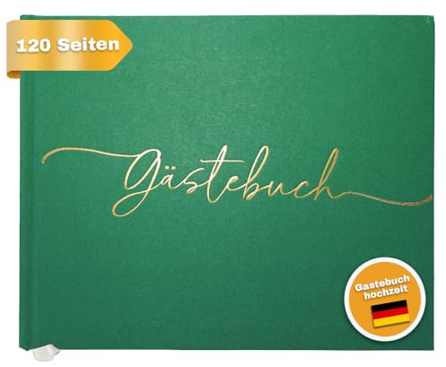 Plantvibes Libro de visitas premium para bodas – 120 páginas de papel de alta calidad, papel grueso, no se rompe, estilo vintage, con título dorado, ideal para bodas, aniversarios, cumpleaños