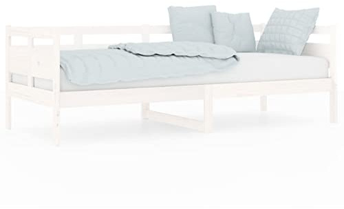 Qnhdfrt Tagesbett 80x200 cm in Weiß aus massivem Kiefernholz – Vielseitiges Gästebett und Schlafsofa inklusive Lattenrost für das Wohnzimmer oder Gästezimmer