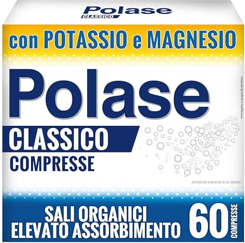 Polase Classico, Magnesio e Potassio,Integratore Alimentare, contro Stanchezza e Fatica Fisica, Caldo, Sali Minerali Organici, 60 Compresse