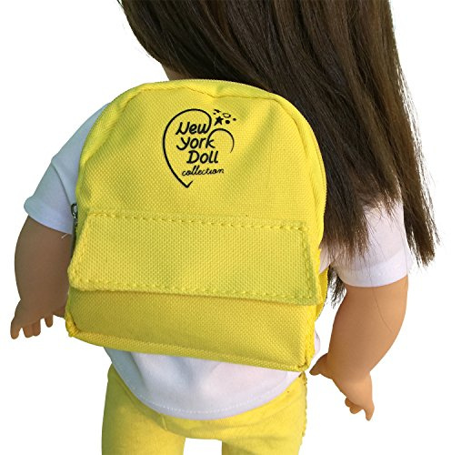 The New York Doll Collection Denim Gelb Rucksack passt 18 Zoll/46 cm Puppen - Mädchen Puppe Zubehör