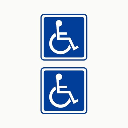 Autodomy Autocollants Handicapé Pack 2 Unités Usage Externe | Autocollant Handicapé Voiture Fourgonnette Camion 10x10 cm (Usage externe)