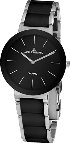 JACQUES LEMANS Damenuhr Monaco Massiv Edelstahl/High-Tech-Ceramic massiv Edelstahl 42-7