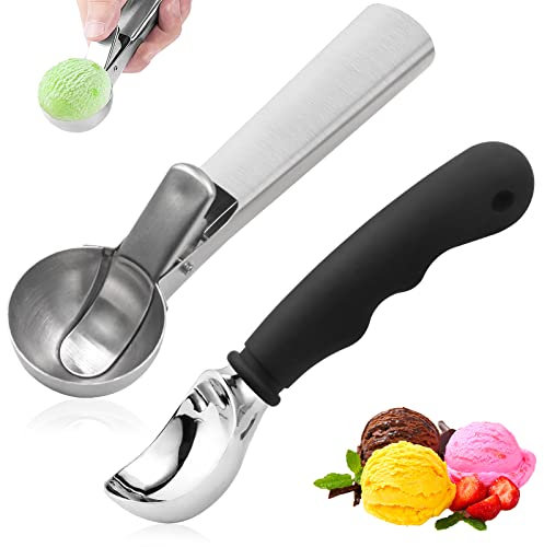 JNZLT 2 cucchiai per gelato, in acciaio inox, antiaderente, con comoda impugnatura antiscivolo, per gelato e polpacci (2 specifiche)