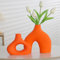CEMABT Orange Keramikvase 2er Set für Moderne Wohnkultur, runde Matte Donut-Vasen für Pampasgras, neutraler Boho-nordischer Minimalismus-Stil Blumenvasen für Wohnzimmer Hochzeit