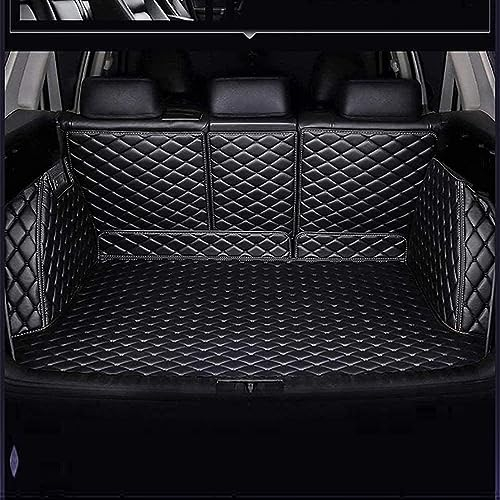 CcacHe VollstäNdige Einkreisung Leder Kofferraummatte FüR Audi Q7 4L (5-seat) 2005–2015, Cargo Kofferraumwanne Antirutschmatte Schutzmatte Kratzfest Teppiche Interieur Car ZubehöR,A/Black