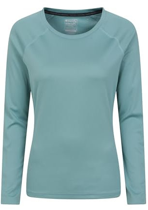 Mountain Warehouse Endurance Womens Top - Lightweight Ladies Top, Long Sleeve Tee, Quick Drying Tshirt, UV Protection Tee Shirt - for Spring Summer Travel Pale Green Women's Size 14