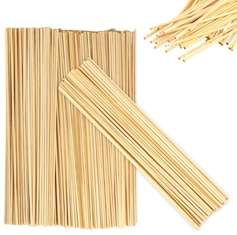 300 piezas Palillos de Madera para Manualidades, Varillas de Madera de 30cm x 3mm, Palos de Algodón de Azúcar, Palitos Redondos de Bambú para Artesanía, Varas de Madera para Modelismo y Bricolaje.