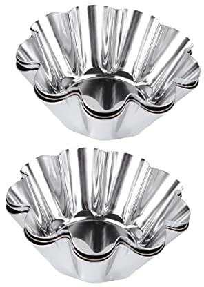 COLLBATH 6Pièces Moules à Fleur Acier Inoxydable Lot de Moules à Muffins Réutilisables Non-adhésifs pour Cuisson Cupcakes