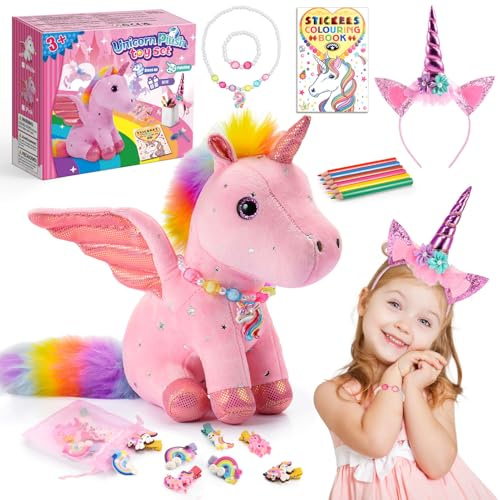EUCOCO Einhorn Geschenke für Mädchen, Einhorn Spielzeug ab 4 5 6 7 8 Jahre Mädchen Kuscheltier Geschenke 3 4 5 6 7 8 Jahre Geburtstag Ostergeschenke Kinder