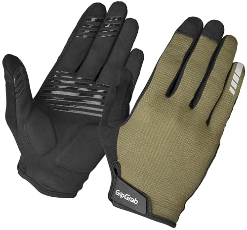 GripGrab EXPLR Padded Full Finger Summer Mountain Bike Gloves Long | Cushioned Off-Road Cycling Gloves for MTB and Gravel riding, Hook-and-Loop Closure, Microsuede Palm, Touchscreen Compatible