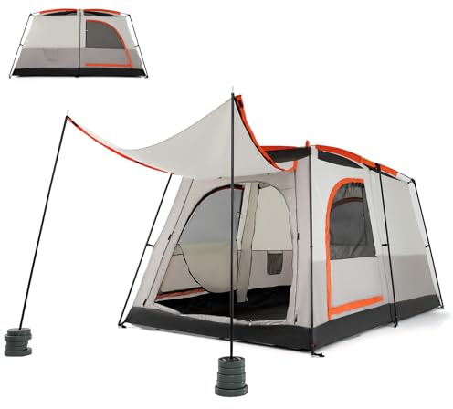 HOMASIS Impermeable Tienda de Campaña Tipo Túnel para 4-6 Personas con Toldo y Suelo de Tienda, Tienda Familiar con Bolsa de Transporte para Camping (Gris)
