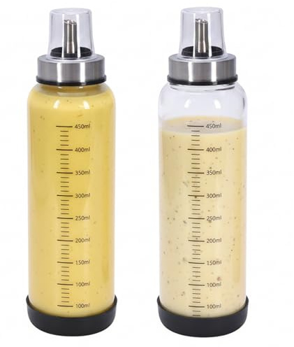 Duimbok Salad Dressing Container Glass,2Pack Leakproof Salad Jar with Lid and Tags,17 Ounce Homemade Dressing Shaker Bottle for Meal Prep, Portable Glass Shaker Bottle for Lunch or Travel