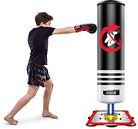 Dripex Boxsack Jugend Freistehender Standboxsack Boxpartner Boxing Trainer Punching Bag, für Taekwondo (Schwarz)
