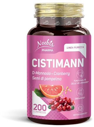 CISTIMANN 200 Compresse - Integratore Benessere Vie Urinarie - con D-Mannosio Mirtillo Rosso e Semi di Pompelmo - Drenaggio Liquidi - Antiossidante