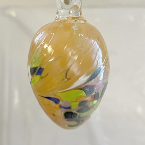 Glas Ei zum hängen mundgeblasen Amber Bunt Osterei zum hängen Osterdekoration Höhe 8,5 cm Durchmesser 4,8 cm
