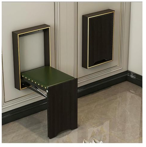 KEuLen Silla Invisible Plegable montada en la Pared: Taburete Que Ahorra Espacio for Entrada, Dormitorio y balcón(Black,C)