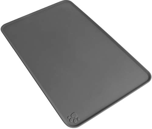 iGadgitz Home U6713 Silikon-Füttermatte, 47 x 30 cm, rutschfeste Futtermatte für Futternäpfe für Hunde und Katzen, Grau